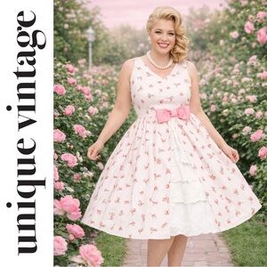 Unique Vintage Barbie 1960s Pink Rosebud Garden Party Swing Dress, Large, NWT!